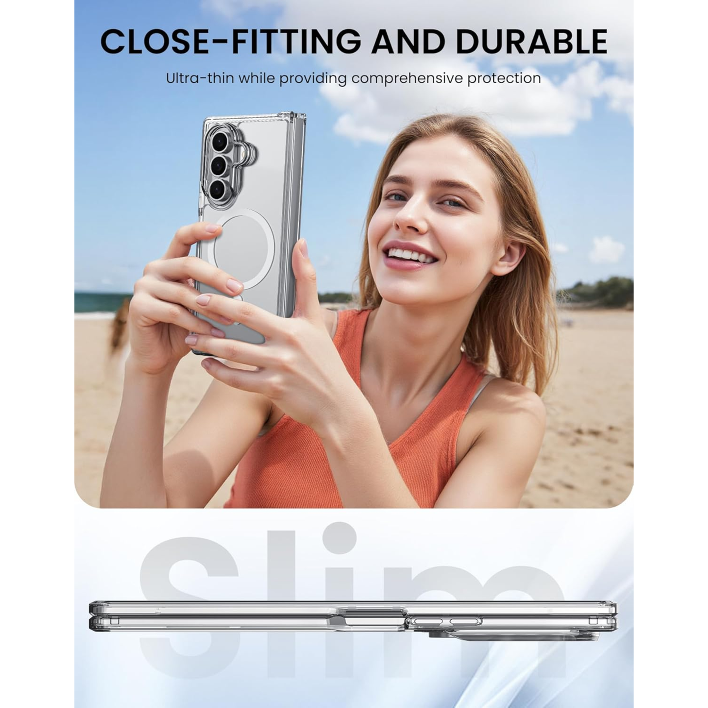 UPTECH 1 Magnetic Clear Phone Case – Shockproof Transparent Cover, Strong Magnet, Anti-Scratch, Full Protection for Samsung Galaxy Z Flip 6, Z Fold 6, Z Flip 7 & Z Fold 7