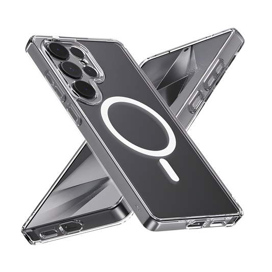 Strong Magnetic Clear Case for Samsung Galaxy S24/S24+/S24 Ultra & S25/S25+/S25 Ultra – Compatible with MagSafe, Shockproof Slim Transparent Protective Cover