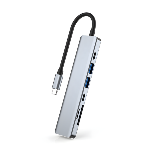 USB-C Hub 7-in-1 Multiport Adapter with 4K HDMI, 100W PD, USB-A & USB-C Ports, SD/TF Card Reader – Type-C Docking Station for MacBook Pro/Air, Dell, HP, ASUS, Acer & USB-C Laptops