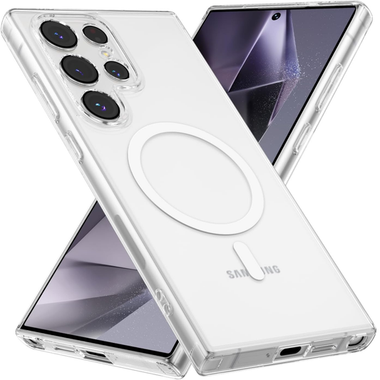 Clear Magnetic Case for Samsung Galaxy S24 Ultra – MagSafe Compatible, Anti-Yellowing & Shockproof Slim Protective Cover