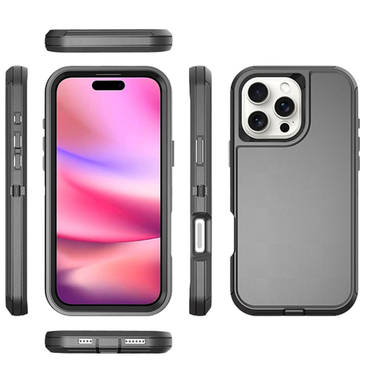 iPhone 16 Pro Heavy Duty Case {Shockproof, Shatter Resistant, Protective Rubber with 3-Layer Shell Case Compatible for Apple iPhone 16 Pro, 2024 Release}