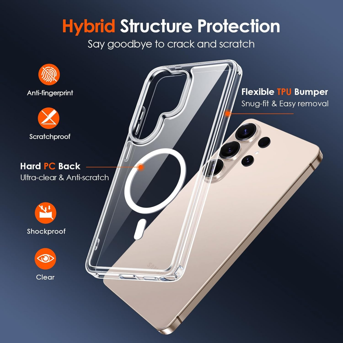 Magnetic Clear Case for Samsung Galaxy S26, S26 Plus, S26 Ultra – Slim Shockproof Transparent Protective Cover