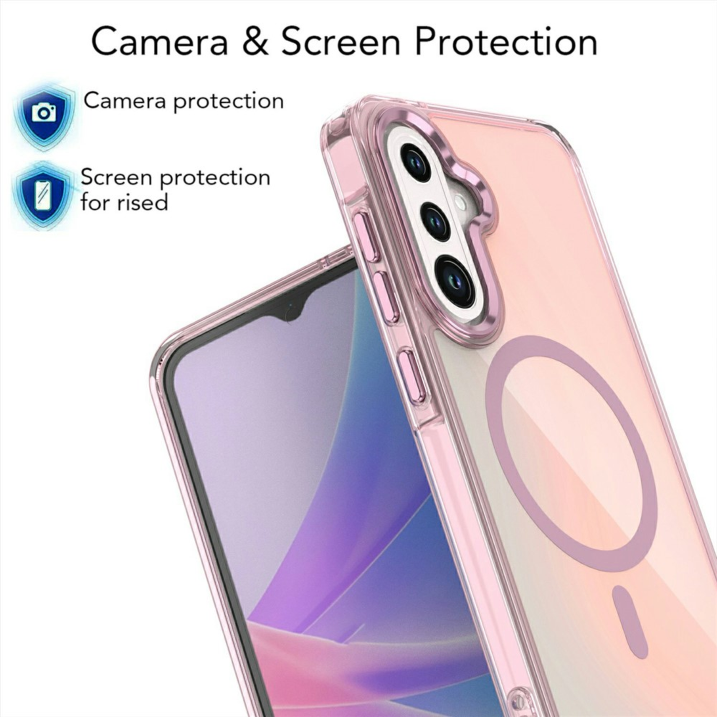 UPTECH 1 Sunset MagSafe Case for Samsung Galaxy S26 / S26 Ultra – Cute Aesthetic Clear Gradient Protective Cover for Girls (Pink, Purple, White)