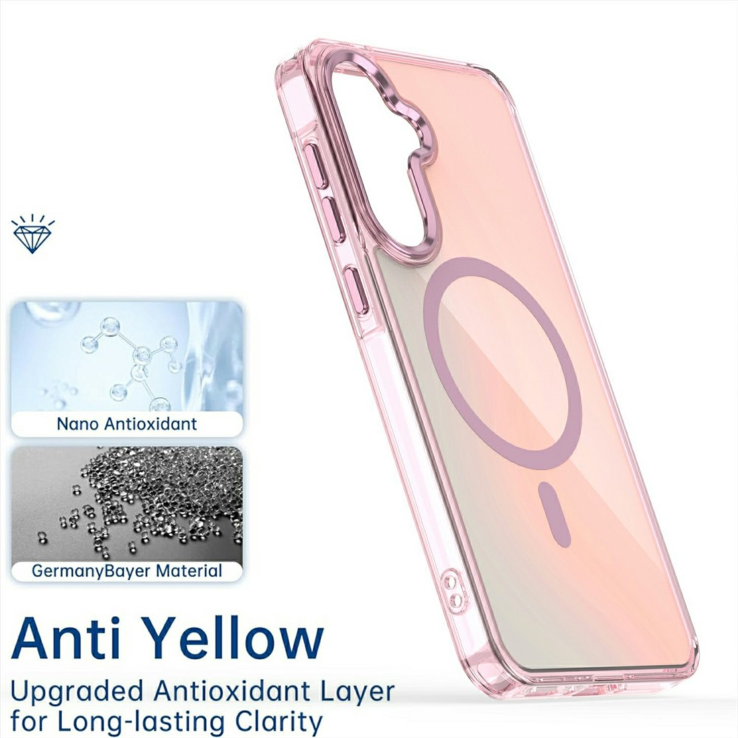 UPTECH 1 Sunset MagSafe Case for Samsung Galaxy S26 / S26 Ultra – Cute Aesthetic Clear Gradient Protective Cover for Girls (Pink, Purple, White)