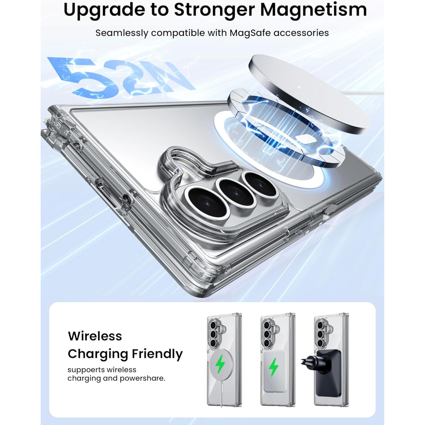 UPTECH 1 Magnetic Clear Phone Case – Shockproof Transparent Cover, Strong Magnet, Anti-Scratch, Full Protection for Samsung Galaxy Z Flip 6, Z Fold 6, Z Flip 7 & Z Fold 7