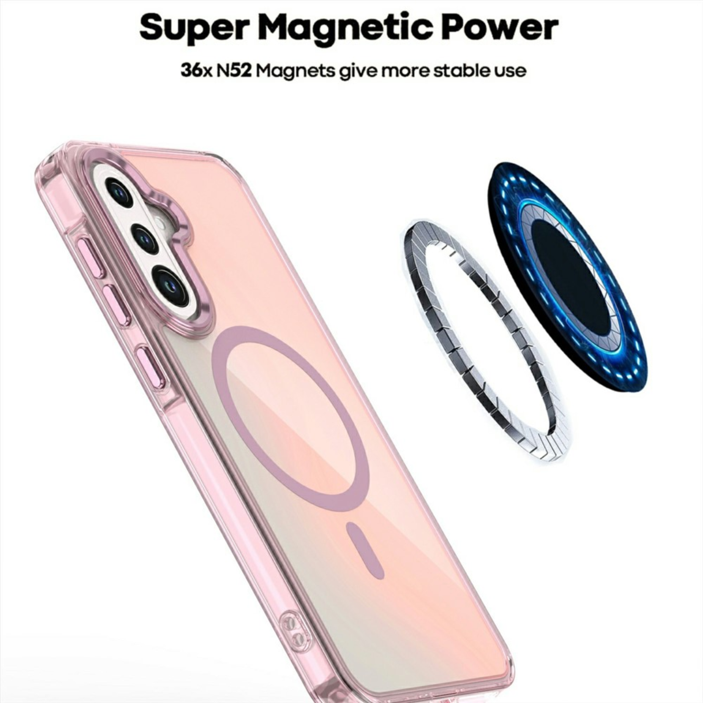 UPTECH 1 Sunset MagSafe Case for Samsung Galaxy S26 / S26 Ultra – Cute Aesthetic Clear Gradient Protective Cover for Girls (Pink, Purple, White)
