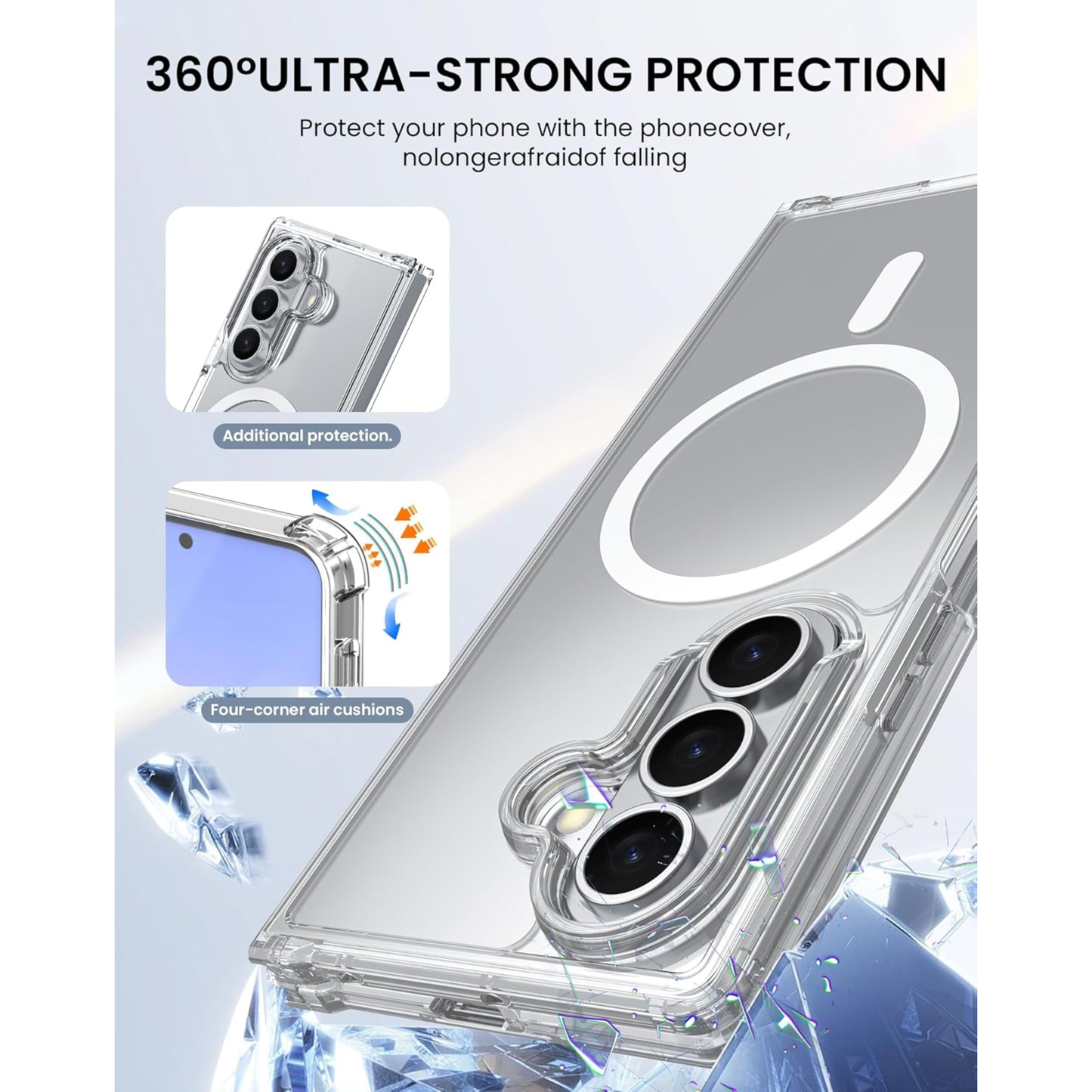 UPTECH 1 Magnetic Clear Phone Case – Shockproof Transparent Cover, Strong Magnet, Anti-Scratch, Full Protection for Samsung Galaxy Z Flip 6, Z Fold 6, Z Flip 7 & Z Fold 7