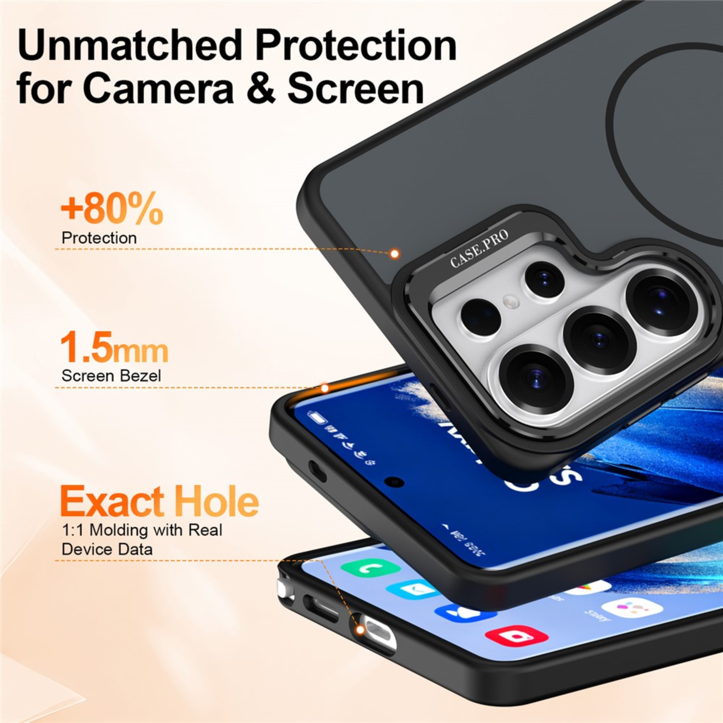 UPTECH 1 MS Flex Shockproof Phone Case – Slim Protective Cover, Camera Lens Guard, Drop Protection, Anti-Scratch Soft Grip for Samsung Galaxy S23, S24, S25 & S26 Series – Black Blue White